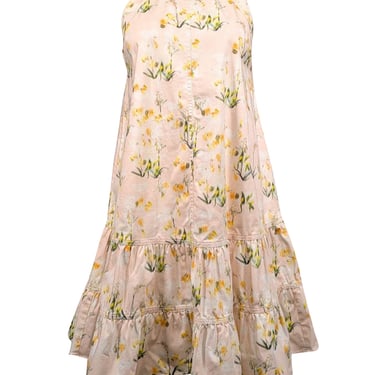 Rebecca Taylor - Light Pink Peach & Yellow Floral Sleeveless Dress Sz 2