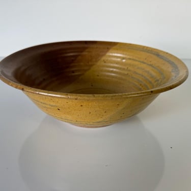 Vintage Organic Speckled Glaze Pottery  Bowl, Signed 