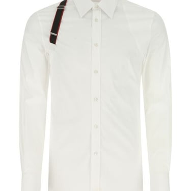 Alexander Mcqueen Men White Stretch Poplin Shirt