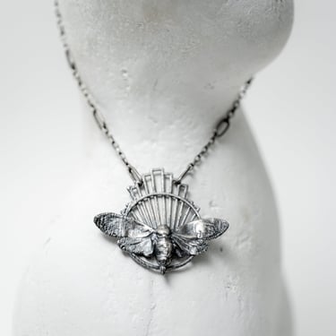 Sterling Silver Plated Copper Petite Cicada Necklace