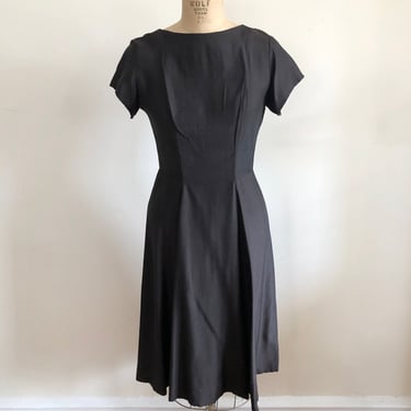 Charcoal Grey/Brown Dress with Back Bow Detail - 1960s 