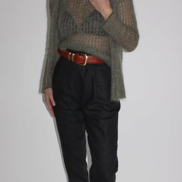 Vintage Ultra High Waisted Charcoal Wool & Cashmere Trousers