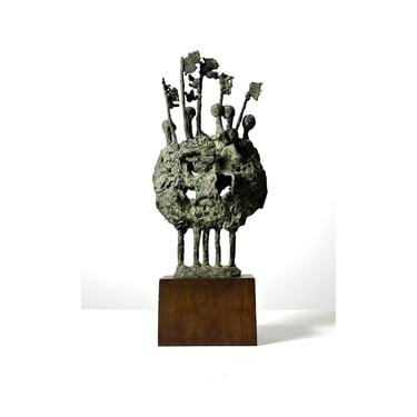 Original Vintage Mid Century Modern Abstract Bronze Sculpture by Frances Gazda 1960s 