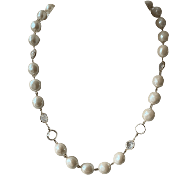 90s Designer Givenechy Faux Pearl & Crystal Necklace