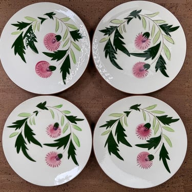 Stangl Pottery Pink Thistle | (4) Salad Plates | Trenton NJ | 1951-1978 