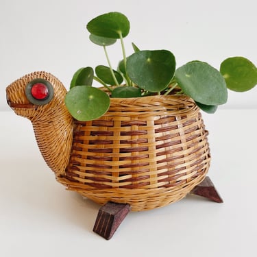 Wicker Turtle Planter