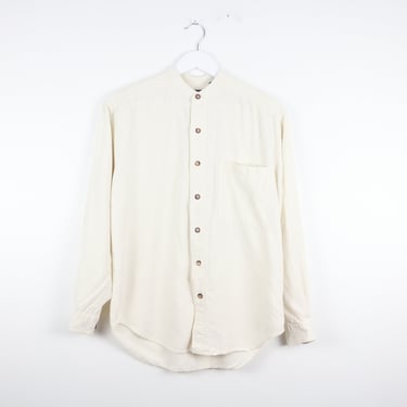 minimal CREAM SILK 90s light soft long button up shirt - STRUCTURE brand - men's size small 