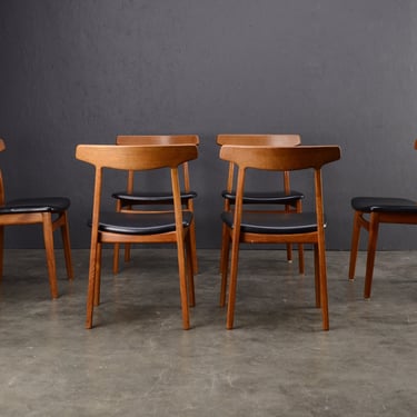 6 Henning Kjaernulf Teak Danish Modern Dining Chairs 
