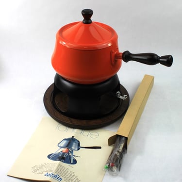 Dolphin Japan Orange Fondue Set MCM NWOB 