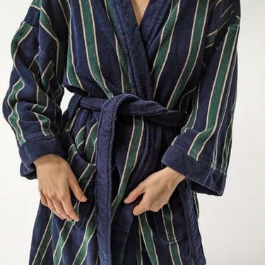 Vintage Striped Terry Cloth Lounge Robe