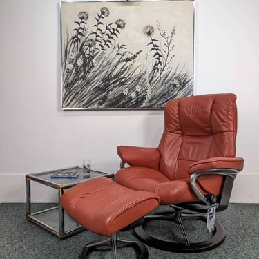 Ekornes Stressless Large Mayfair Leather Lounge Chair Recliner & Ottoman