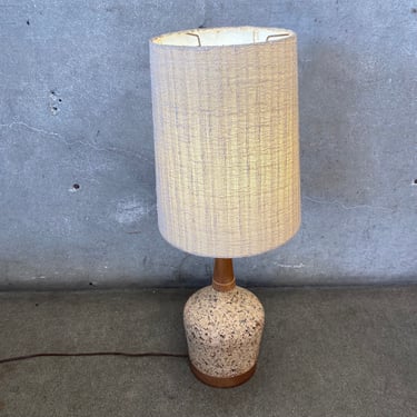 Mid Century Modern Cork Lamp & Teak Table Lamp