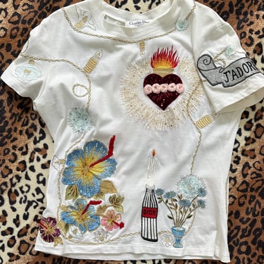 Dior Embroidered Novelty Short Sleeve Top