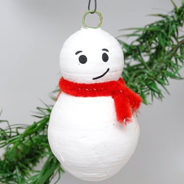 Vintage German Spun Cotton Snowman,  Christmas Tree Ornament 