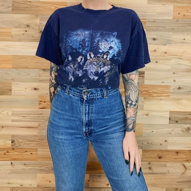 90's Vintage Wolves Wilderness Nature Tee Shirt 