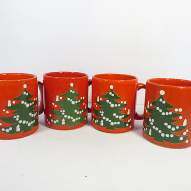 Vintage Waechtersbach Christmas Tree Mugs - Waechtersbach Christmas Tree German Pottery 