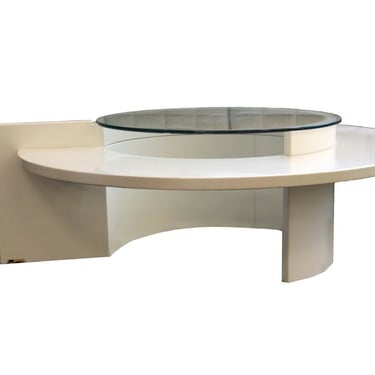 Postmodern Roger Rougier Sculptural White 2 Tier Coffee Table 