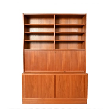 Teak Wall Unit Desk Bookcase Drawers Hundevad Danish Modern 