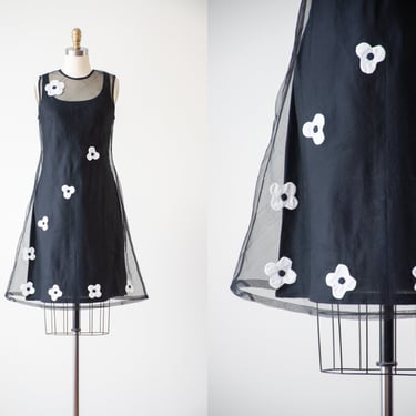 black sheer dress | 90s y2k vintage white floral black chiffon gothic cottagecore sleeveless short mini slip dress 