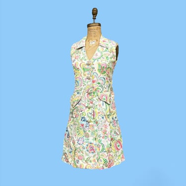 Vintage Gino Charles Dress Retro 1960s Mid Century Modern + Sleeveless + Aline + Mini + Buttonfront + Silk + Suit Dress + Womens Apparel 