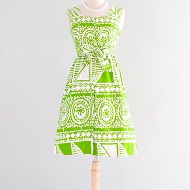 Vintage 1960's Lime Green Dress by Malia Honolulu / S