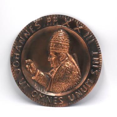 vintage pope john paul 23rd copper plaque 