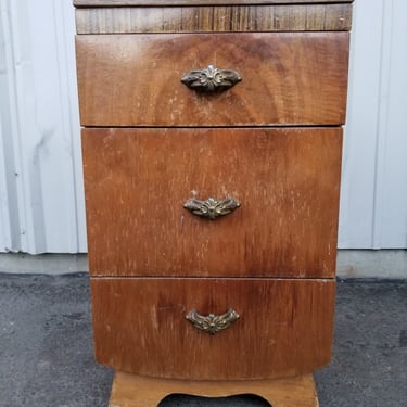 Vintage Mixed Wood Night Stand 15.125 x 25.875 x 18.5