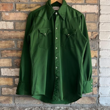 Vintage 1970s Green Rockmount Ranch Wear Western Button Up Shirt 