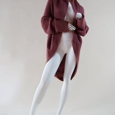 1980s Issey Miyake cocoon sweater - vintage ribbed cinnamon brown wrap sweater from Japanese designer 