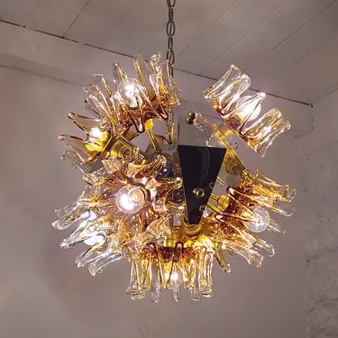 Sputnik Pendant Lamp in Murano Glass by Carlo Nason for Mazzega | Italian Space Age | 1970s 