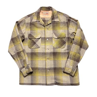 Vintage 1950s/1960s LEVI'S BIG E Wool Flannel Board Shirt ~ M ~ Plaid ~ Loop / Camp Collar 