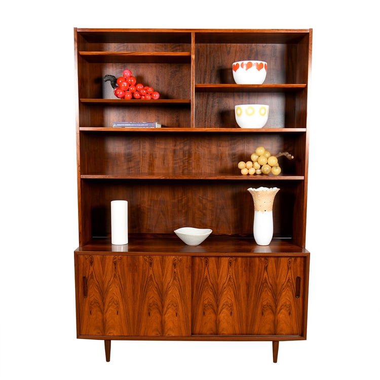 2-Piece Danish Rosewood Bookcase | Media | Display Cabinet