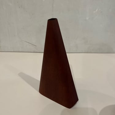 Danish Modern Solid Teak Geometric Freeform Vase