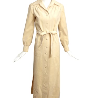 1970s Tan Ultra Suede Coat Dress, Size 8