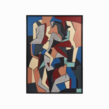 1984 Oil Painting on Canvas Brutchin Mid Century Modern Abstract 