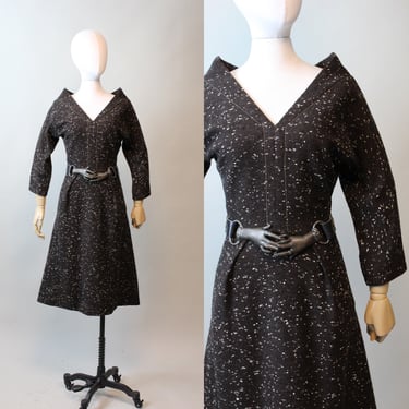 RARE 1940s Claire McCardell TWEED dress small | new fall winter 