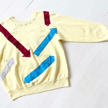 1980s Yellow Rhinestone Arrow Sweatshirt 