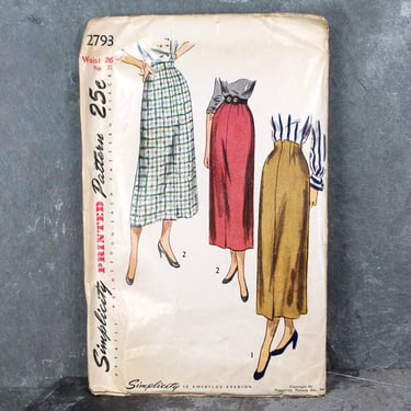 1949 Simplicity #2793 Skirt Pattern | Waist 26"/Hip 35" | COMPLETE Cut Pattern in Original Envelope | FREE SHIPPING 