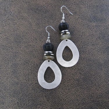 Matte silver and bone earrings 