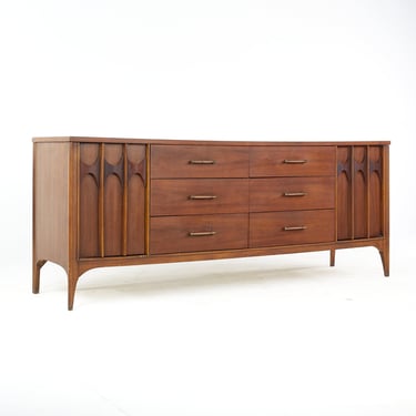 Kent Coffey Perspecta Mid Century Rosewood and Walnut 12 Drawer Lowboy Dresser - mcm 