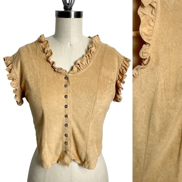 1970s vintage plush cropped bodice fitted top - size large 