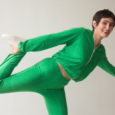 1970s Green Terry Cloth Track Suit 