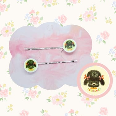 Cute Vintage Style Animal Hair Clip Set - Pastel Kawaii Poodle Dog Bobby Pins - Coquette Girly Barrettes 