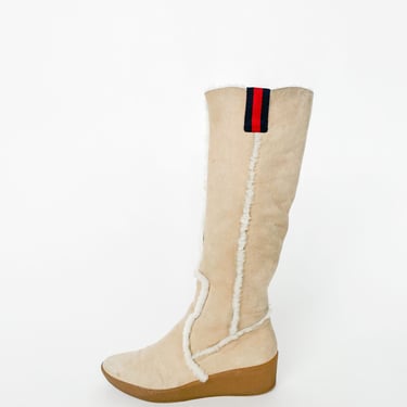Gucci Sheepskin Wedge Knee Boots (39)