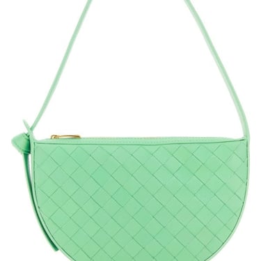Bottega Veneta Woman Mint Green Leather Mini Sunrise Shoulder Bag