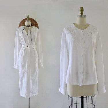 white cutwork blouse - xl - see details 