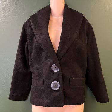 1950s camel hair jacket vintage black short dress coat medium 