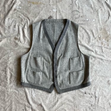 Size XL/XXL Vintage 1930s 1940s 4 Pocket Wool Herringbone Sweater Vest 2270 