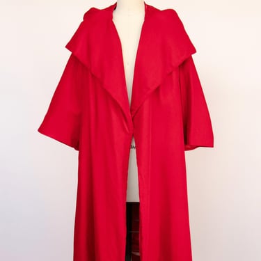 1950s Velvet Swing Coat Red Jacket L / M 