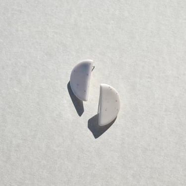 Half Moon Studs in Pearlescent Snow